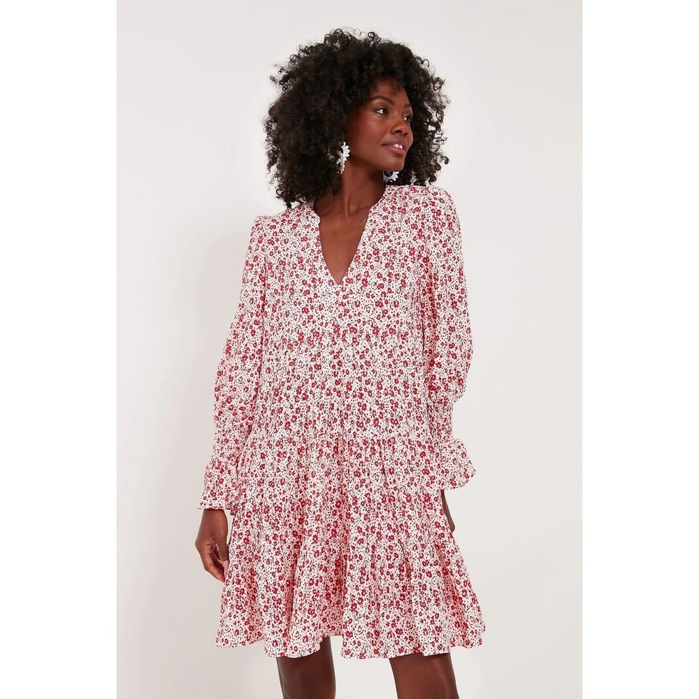 Tuckernuck Pomander Place Red White Floral Tiered Mini Dress XS Y22057OHQT